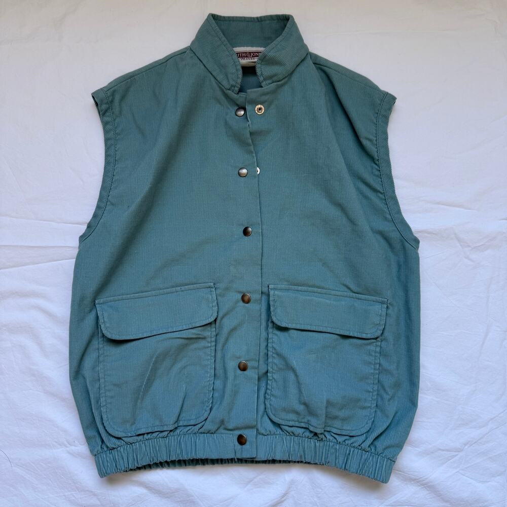 Vintage Smith & Jones Petite Corduroy Cargo Vest, Light Blue, Size 8, EUC